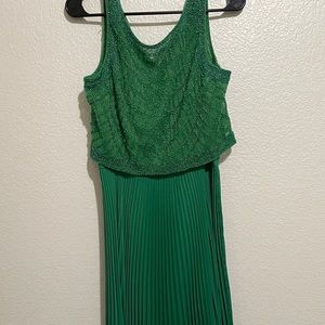 Green Mikael Aghal gown with a detachable cover up